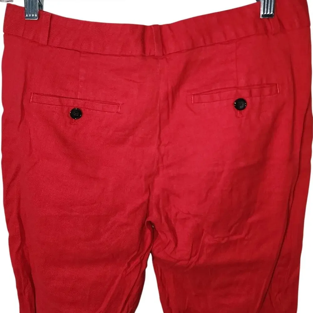 Banana Republic Avery Red Linen Ankle Pants Size 6